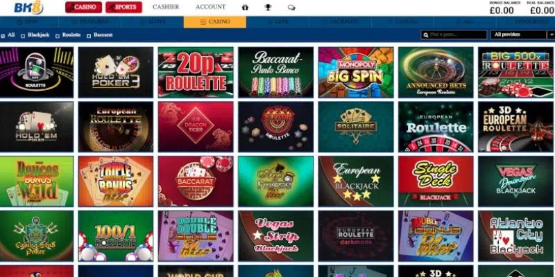 Top game casino BK8 phổ biến nhất 